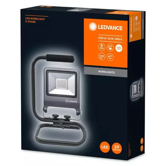 Прожектор светодиодный WORKLIGHT 30Вт 2700лм 4000К нейтр. бел. переносной с ручкой сер. LEDVANCE 4058075213852, изображение 3