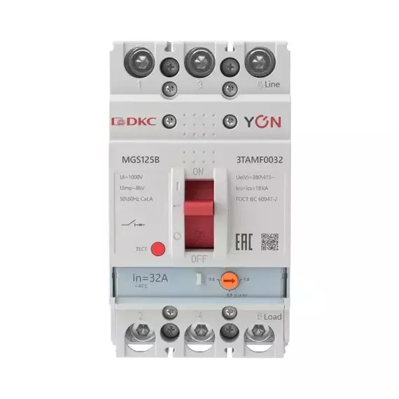 Выключатель автоматический в литом корпусе YON MGS125 3P 25.6-32А 18кА YON MGS125B-3TAMF0032, изображение 2
