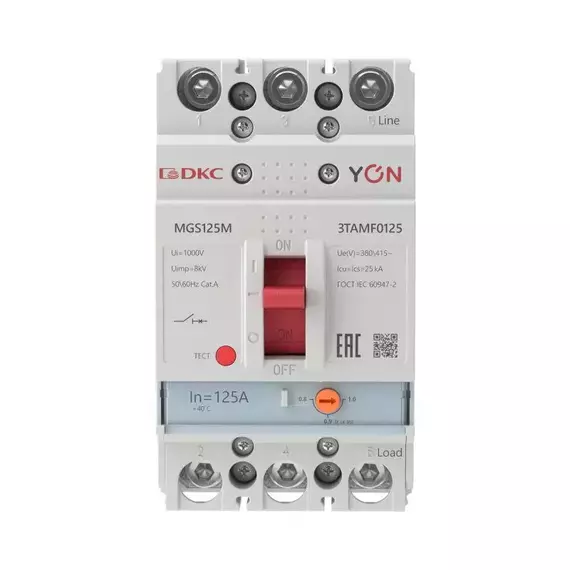 Выключатель автоматический в литом корпусе YON MGS125 3P 100-125А 25кА YON MGS125M-3TAMF0125, изображение 2