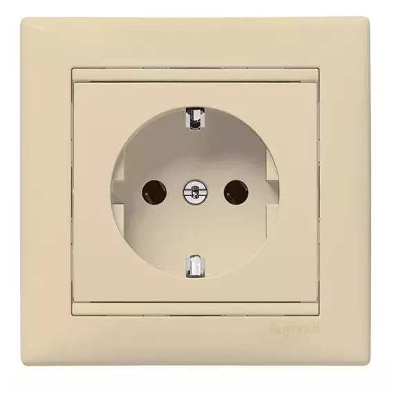 Розетка 1-м СП Valena 16А IP20 230/250В 2P+E с заземл. на винтах в сборе сл. кость Leg 774323