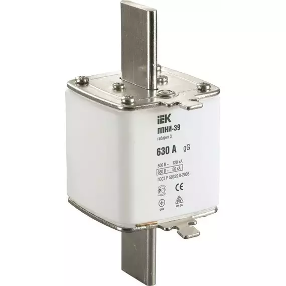 Вставка плавкая ППНИ-39 630А габарит 3 IEK DPP50-630