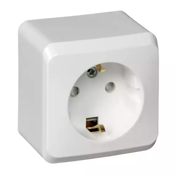 Розетка 1-м ОП Этюд 16А IP20 с заземл. защ. шторки бел. SchE PA16-004B
