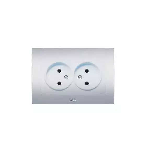 Розетка 2-м СП 1мод. Cosmo 16А IP20 без заземл. алюм. ABB 632-011000-908