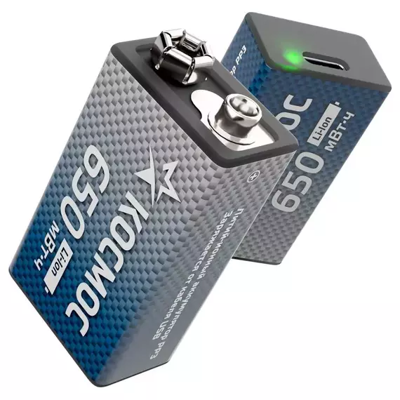 Аккумулятор крона Li-ion 9В 650мАч (уп.2шт) КОСМОС KOCLi9V650mAh2B, изображение 2