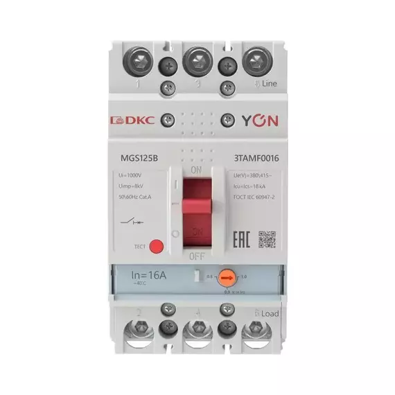 Выключатель автоматический MGS125 3P 12 8-16A 18kA YON MGS125B-3TAMF0016, изображение 2
