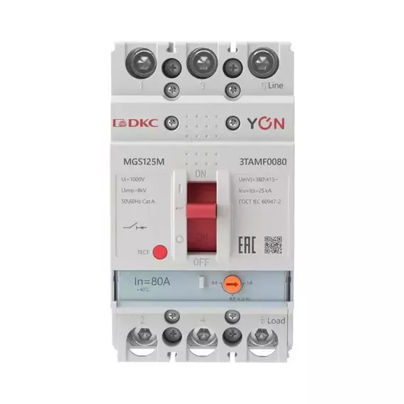 Выключатель автоматический MGS125 3P 64-80A 25kA YON MGS125M-3TAMF0080, изображение 2