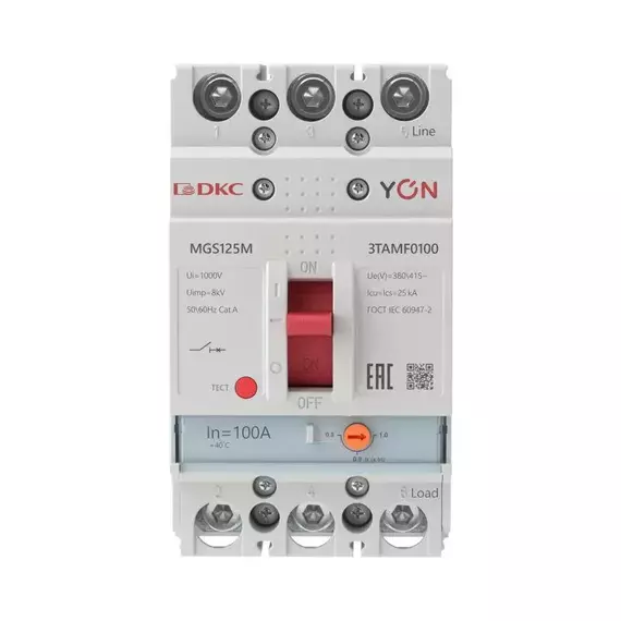 Выключатель автоматический MGS125 3P 80-100A 25kA YON MGS125M-3TAMF0100, изображение 2