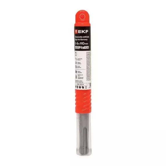 Бур по бетону SDS-plus 6х110мм 4 резца Professional EKF db-6-110-4x4-ue, изображение 7