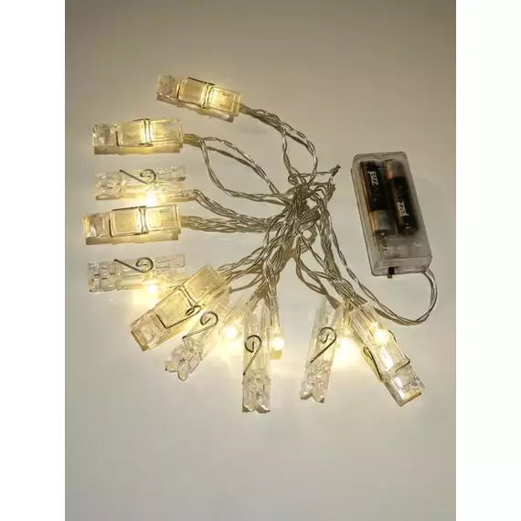 Гирлянда "Прищепки" ILD-10WW-BO-PN 10LED тепл. бел. 1.8м IP20 (2хАА не в компл.) SHLights 4690601047168, изображение 2