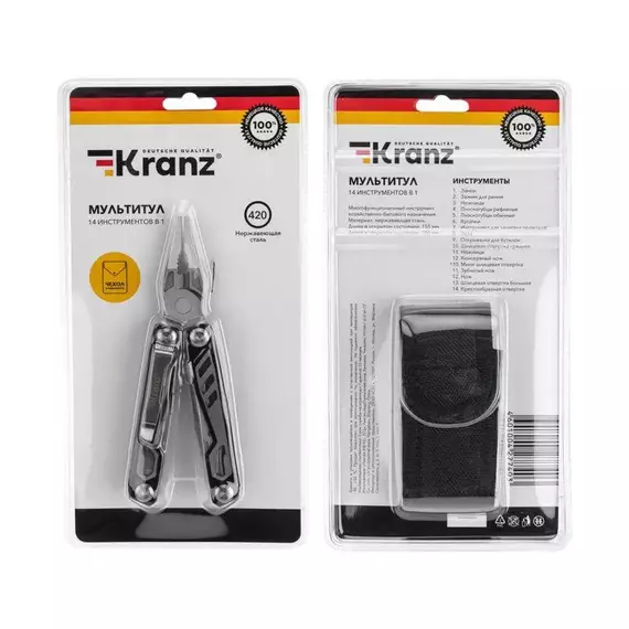 Мультитул 14 в 1 155мм Kranz KR-12-4947-2, изображение 8