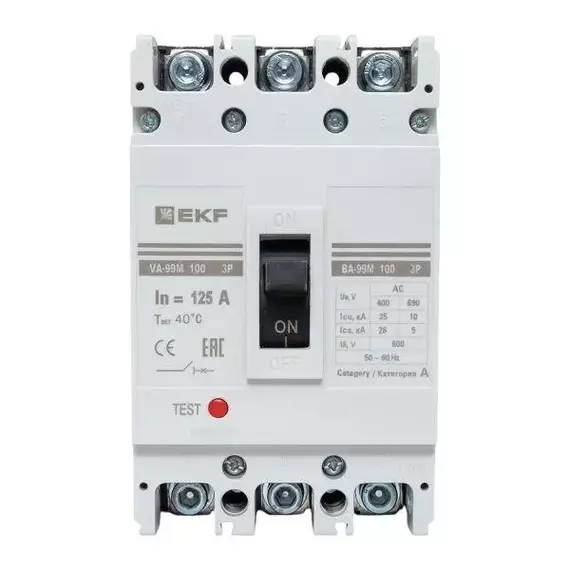 Выключатель автоматический 3п 100/125А 35кА ВА-99М PROxima EKF mccb99-100-125m, изображение 5