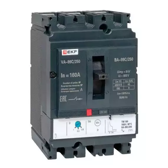 Выключатель автоматический 3п 250/160А 45кА ВА-99C Compact NS PROxima EKF mccb99C-250-160