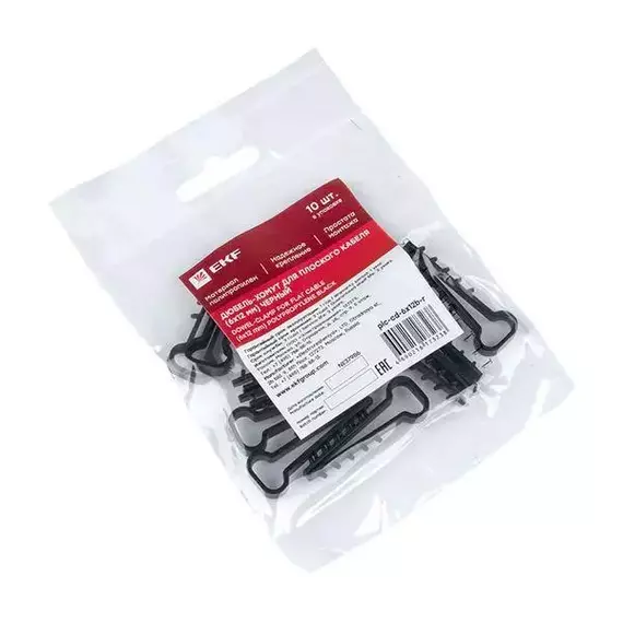 Дюбель-хомут d6х12мм для плоского кабеля черный (уп.10шт) PROxima EKF plc-cd-6x12b-r, изображение 2