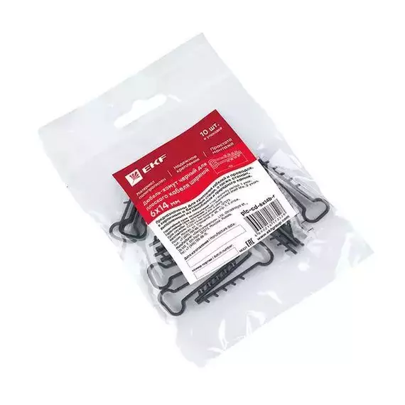 Дюбель-хомут d6х14мм для плоского кабеля черный (уп.10шт) PROxima EKF plc-cd-6x14b-r, изображение 5