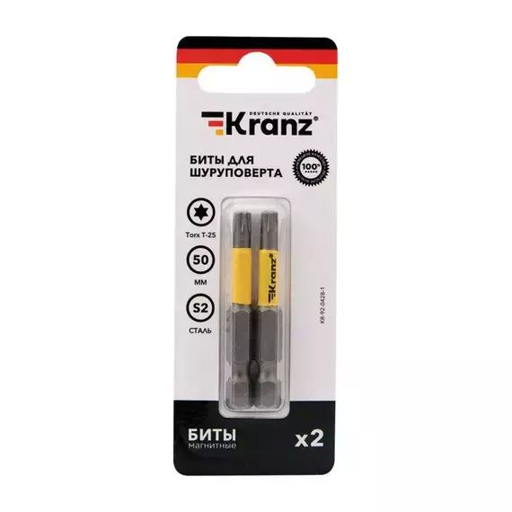 Бита для шуруповерта Torx T25х50мм (уп.2шт) Kranz KR-92-0428-1, изображение 3