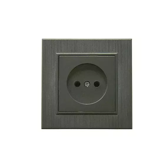 Розетка 1-м Karea LINE STAR без заземл. дым. металлик Makel 86050022