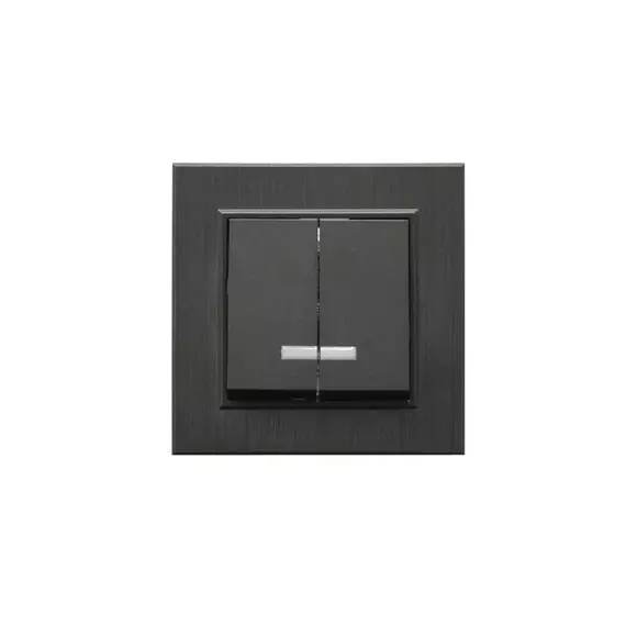 Выключатель 2-клав. с подсветкой Karea LINE STAR дым. металлик Makel 86050023