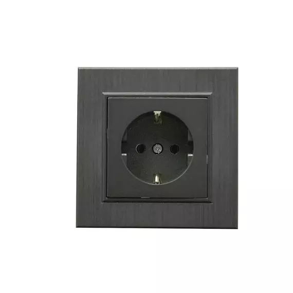 Розетка 1-м Karea LINE STAR с заземл. дым. металлик Makel 86050028
