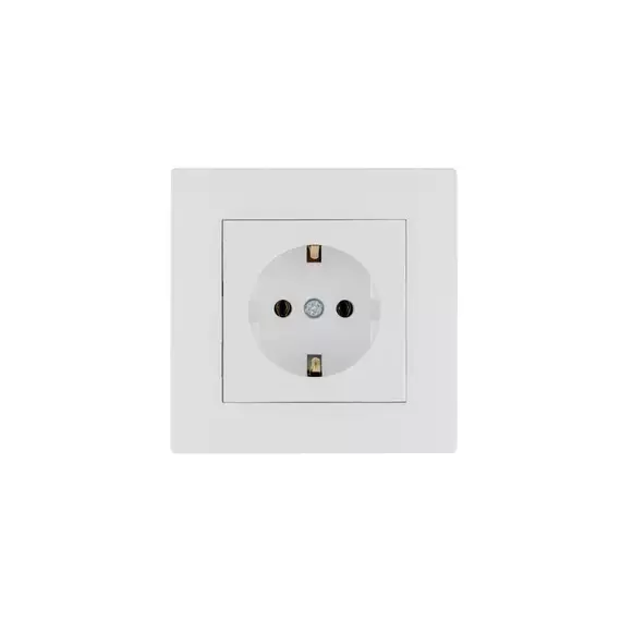 Розетка 1-м керамика Karea RIZZ с заземл. бел. Makel 88001008