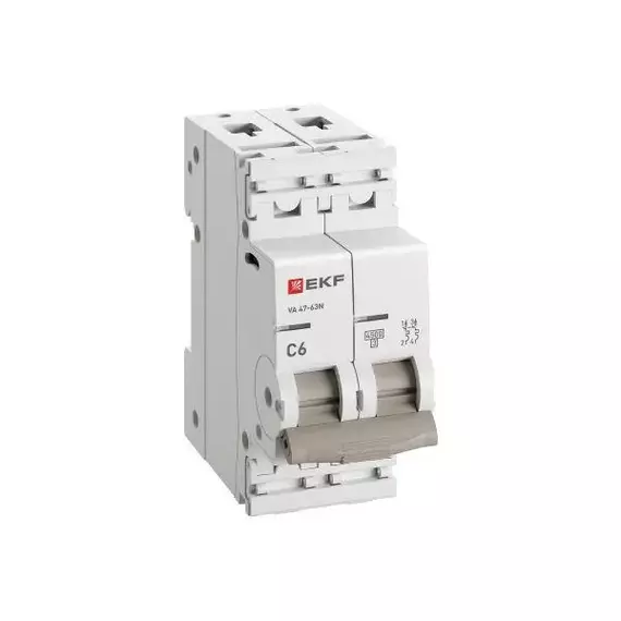 Выключатель автоматический 2п C 6А 4.5кА ВА 47-63N PROxima EKF M634206C, изображение 2