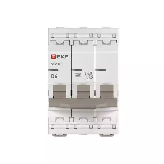 Выключатель автоматический 3п D 6А 4.5кА ВА 47-63N PROxima EKF M634306D, изображение 4