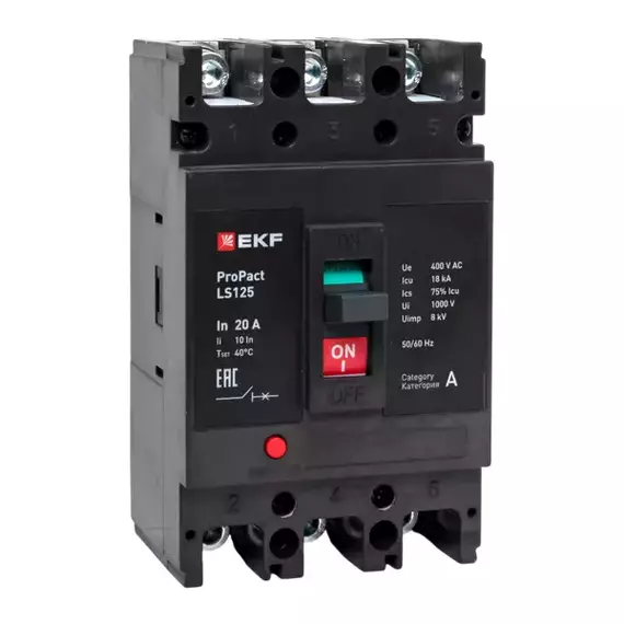 Выключатель автоматический 3п 20А 18кА LS125 ProPact EKF mccb-125-18-3-20-ls