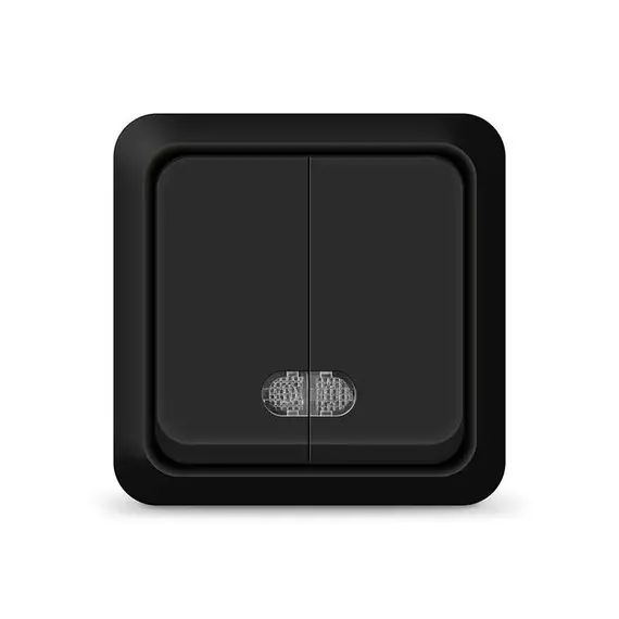 Выключатель 2-кл. ОП Олимп 10А IP20 с подсветкой черн. Universal 2214