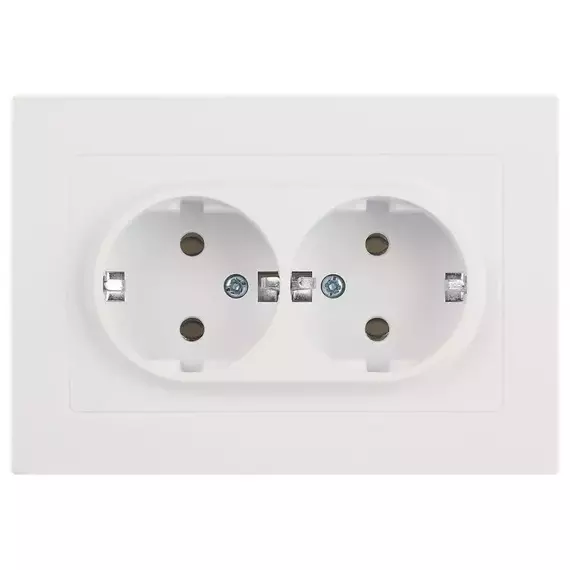 Розетка 2-м СП Accent 6-205-01М 16А IP20 250В 2P+E Schuko AL/CU бел. матов. Intro Б0063487