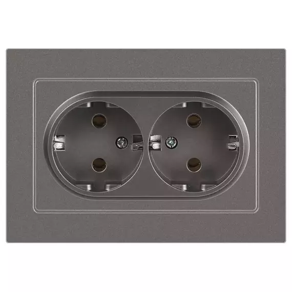 Розетка 2-м СП Accent 6-205-09 16А IP20 250В 2P+E Schuko AL/CU титан Intro Б0063500