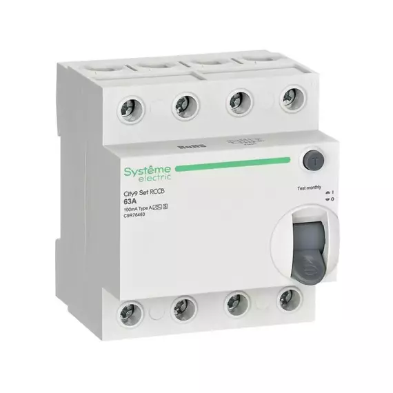 Выключатель дифференциального тока City9 Set 4п 63А 100мА A-S 400В SE C9R76463