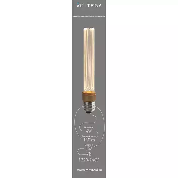 Лампа светодиодная филаментная Loft 271 T30 4Вт 1800К E27 DIM Voltega 8570, изображение 3