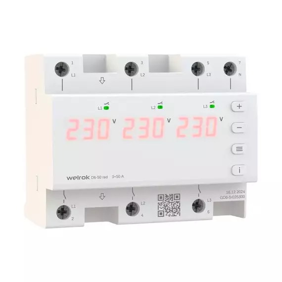 Реле напряжения D6-50 red Welrok 4660251140403, изображение 2