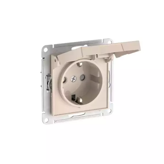 Розетка AtlasDesign 16А IP20 с заземл. защ. шторки с крышкой быстрозажим. клем. механизм беж. SE ATN000246S, изображение 5