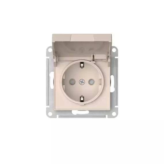 Розетка AtlasDesign 16А IP20 с заземл. защ. шторки с крышкой быстрозажим. клем. механизм беж. SE ATN000246S, изображение 6
